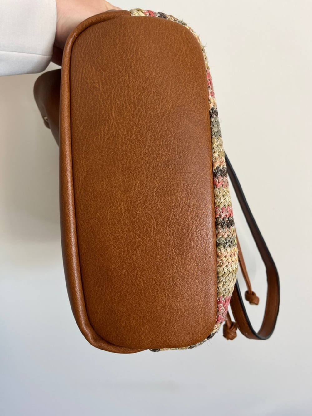 Straw Boho Bucket Bag - Multi Stripe- - Picture 6 of 9